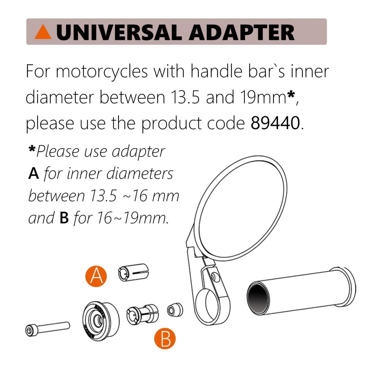 Adattatori specchietti bar - end a manubrio uni | 89440 - r25982 - ENDURRAD