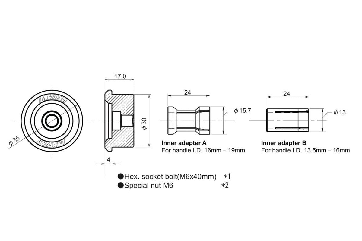 Adattatori specchietti bar - end a manubrio uni | 89440 - r25982 - ENDURRAD