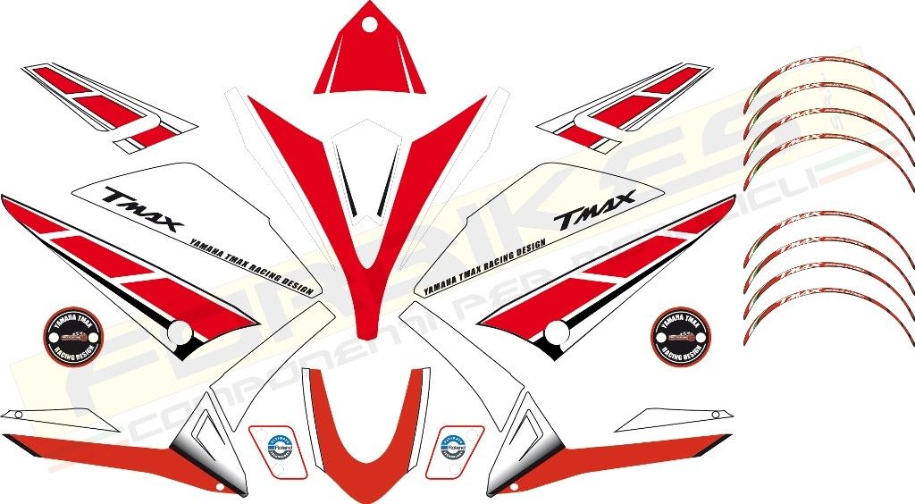 Kit grafiche adesive YAMAHA T-MAX 530 da 2012 50th Anniversary - per sfondo scuro