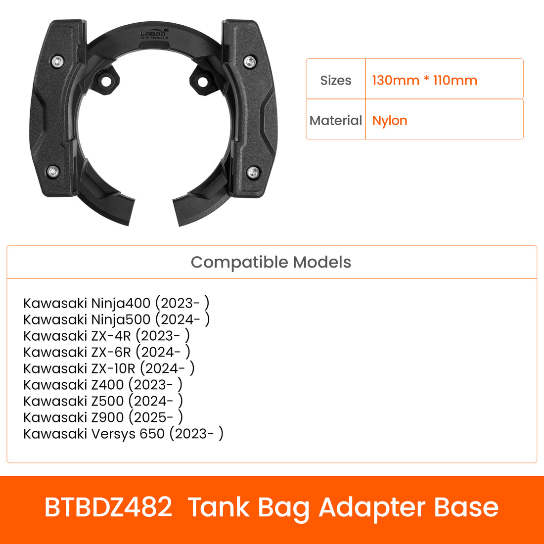 Anello Quick-Lock per borsa serbatoio per Kawasaki Ninja 400-500, ZX-4R/6R/10R, Z400-500-900 e Versys 650 dal 2023: misure, materiale e moto compatibili