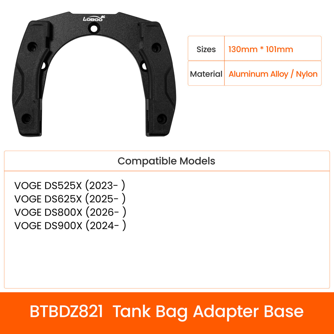 Anello Quick-Lock per borsa serbatoio per VOGE DS525X, DS625X, DS800X e DS900X: misure, materiale e moto compatibili