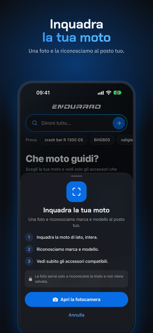 App Endurrad su iPhone: inquadra la tua moto, una foto e la riconosciamo al posto tuo