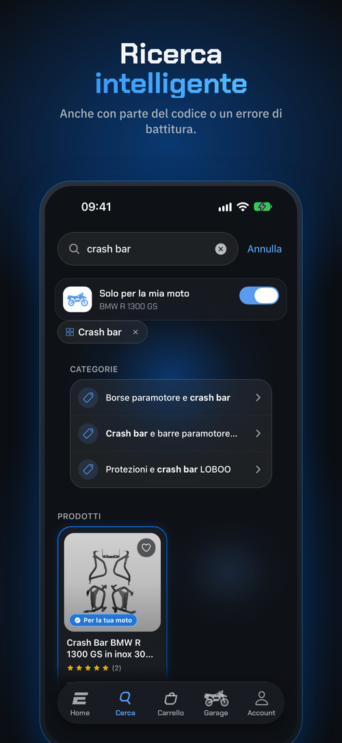 App Endurrad su iPhone: ricerca intelligente con il filtro Solo per la mia moto