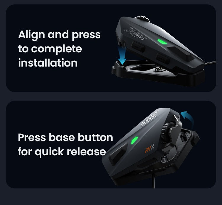 It attaches and detaches in one motion
