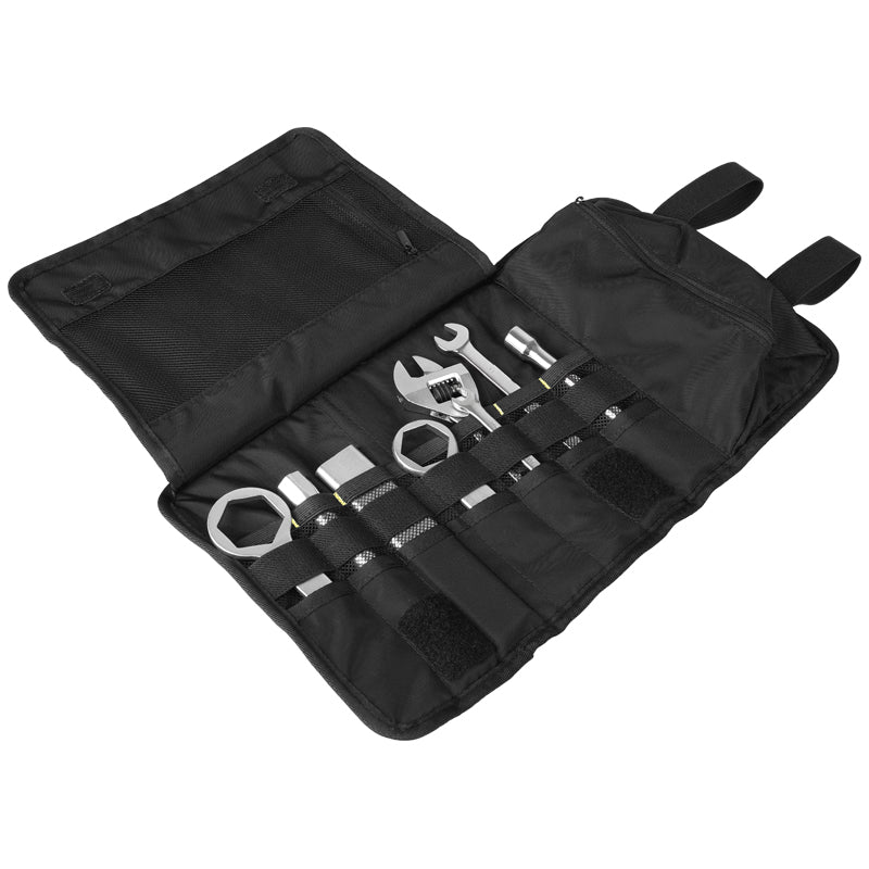 Borsa attrezzi LOBOO BGJB03 aperta con gli attrezzi nelle tasche indipendenti
