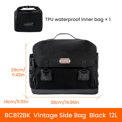 Borsa laterale LOBOO BCB12BK con quote 38 x 29 x 14 cm e sacca interna impermeabile in TPU