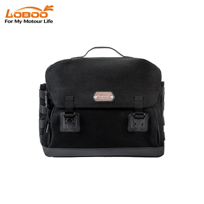 Borsa laterale LOBOO BCB12BK con fibbie frontali e placca metallica, vista frontale