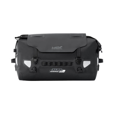 Borsa posteriore LOBOO ALPS 46 L vista di tre quarti, con maniglia superiore e fibbie di aggancio laterali