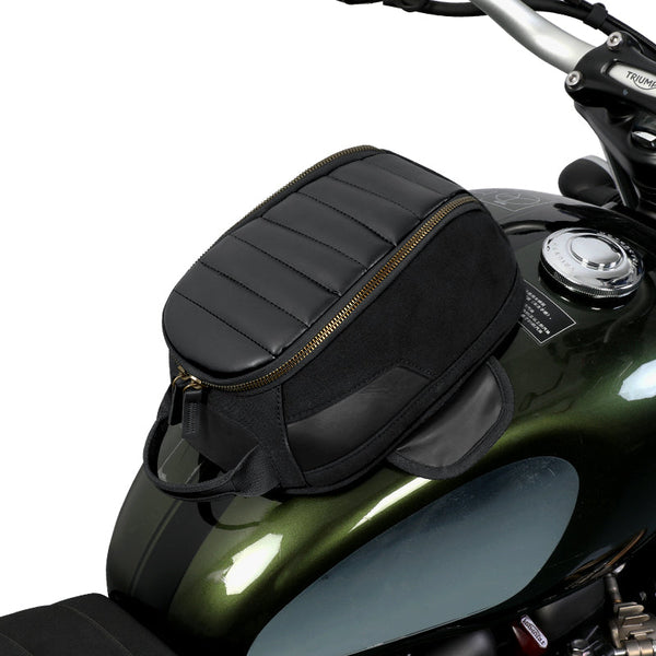 Borsa serbatoio moto vintage 3,5 L magnetica in tela e pelle