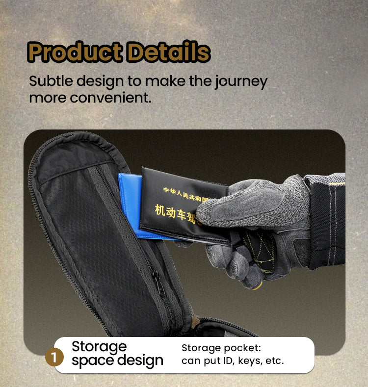 A pocket for your license, keys, and documents