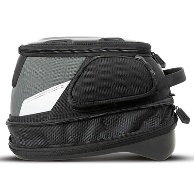 Borsa serbatoio LOBOO BTB15 di lato, espansa a 9 litri con la fascia inferiore aperta