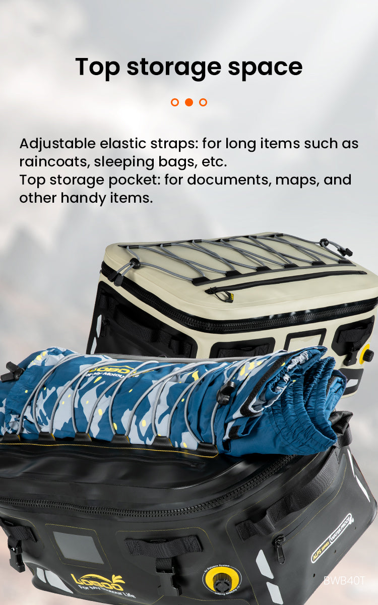 Elastic straps on the lid for long items