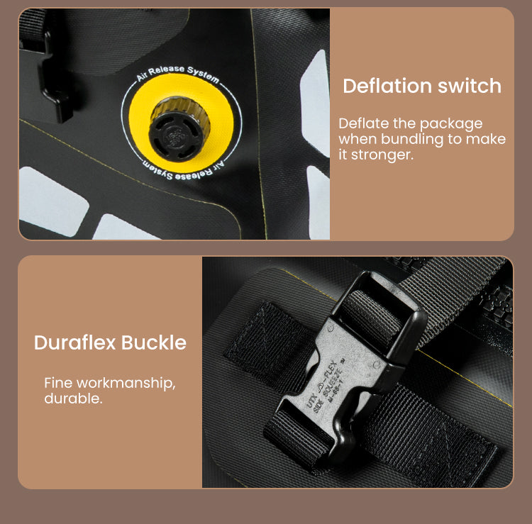 Deflation valve and Duraflex buckles