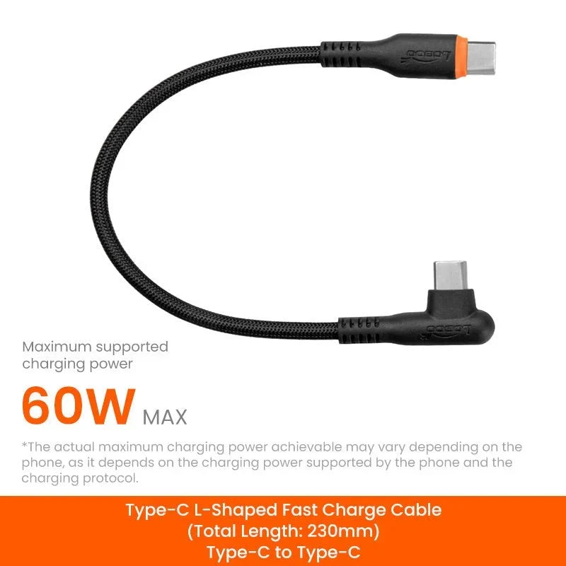 Cavo LOBOO C-CW230 Type-C a gomito da 230 mm, ricarica fino a 60 W