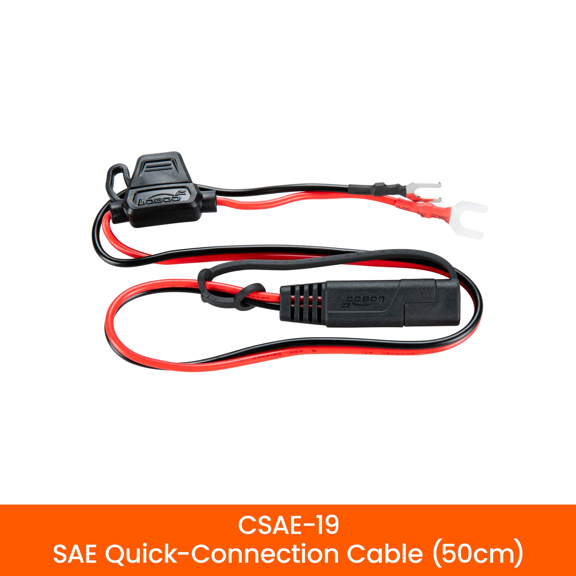 Cavo SAE da 50 cm completo di portafusibile, terminali ad anello e connettore a sgancio rapido