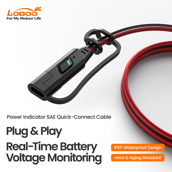 Cavo SAE per Batteria Moto con Indicatore di Carica a LED - 50 o 120 cm