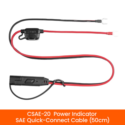 Cavo SAE con indicatore da 50 cm, con portafusibile in linea e terminali ad anello