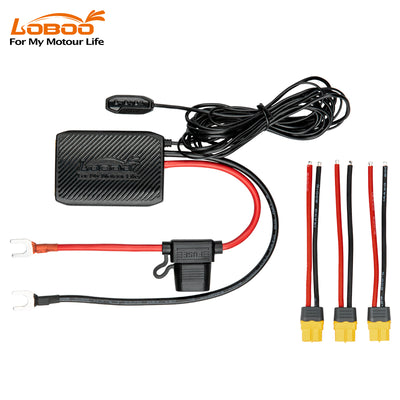 Kit completo del CB20: centralina, spia, cavo batteria e tre cavi di uscita