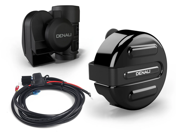 Clacson moto 120 dB con coperchio staffa e cablaggio V-Twin SoundBomb