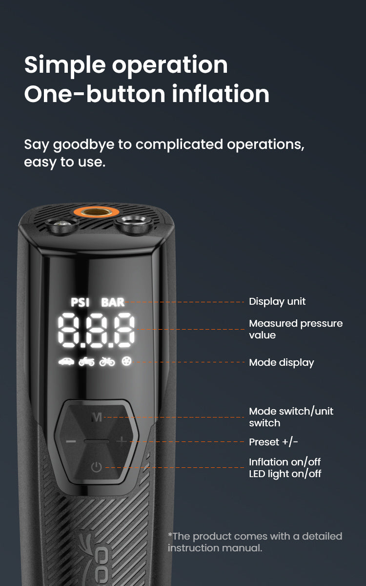 Read the pressure in PSI or bar