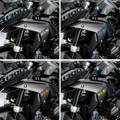 Quattro combinazioni di colore del logo GS sulle cover radiatore in carbonio LOBOO CSB131