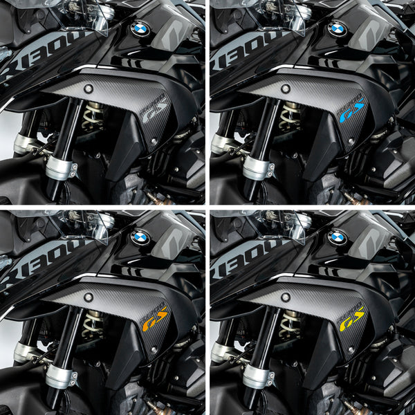 Carbon Radiator Covers for BMW R 1300 GS | 180 g per pair, GS logo stickers in 4 colors