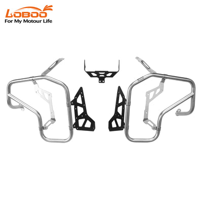 Set completo crash bar LOBOO CHG151 argento per BMW R 1300 GS Adventure: due barre superiori, staffe laterali e supporto centrale