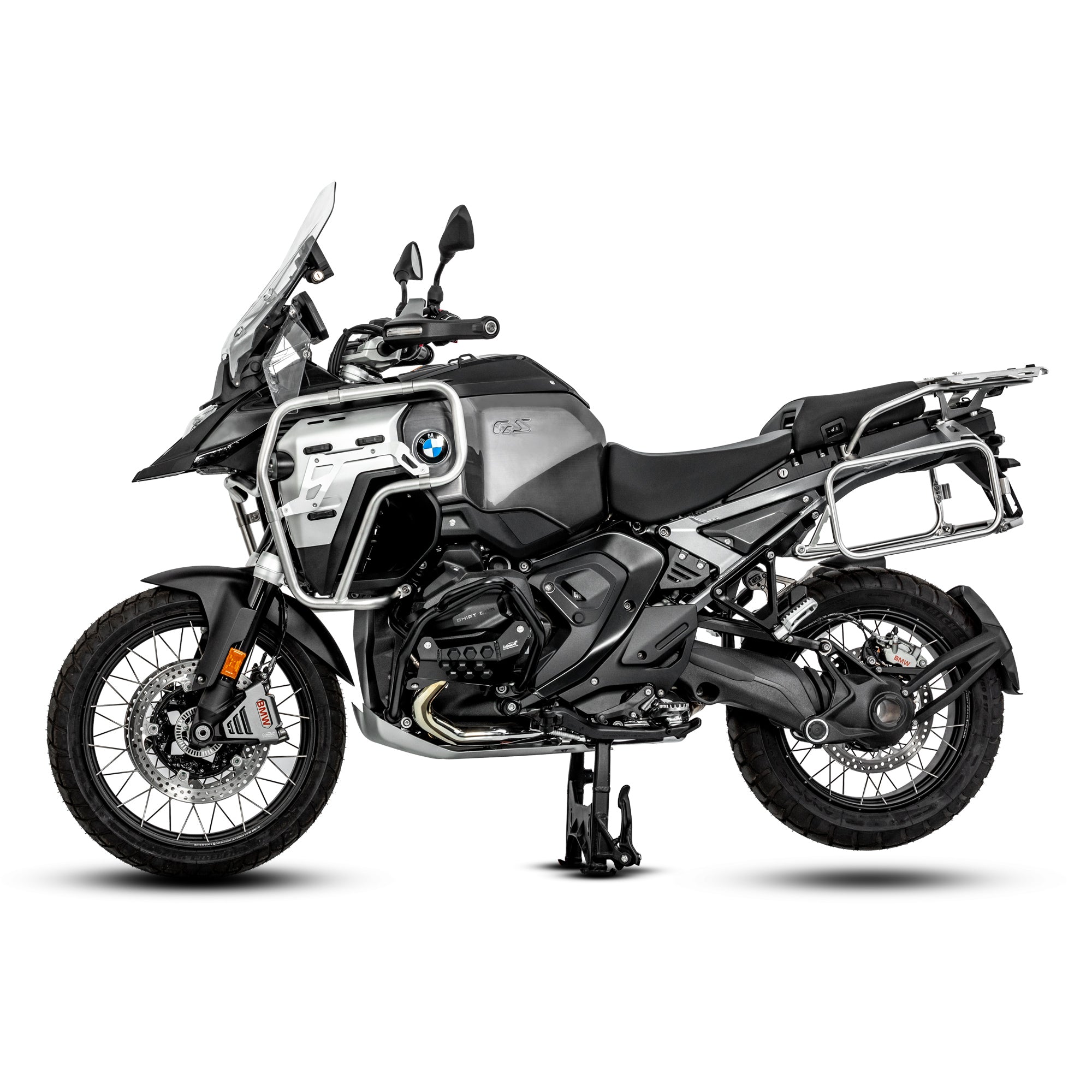 BMW R 1300 GS Adventure con crash bar LOBOO CHG151 argento, vista laterale