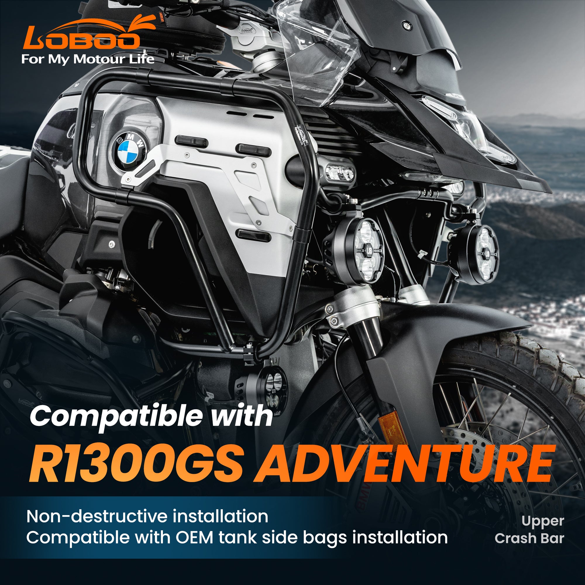 Crash bar LOBOO CHG151: compatibile con BMW R 1300 GS Adventure, installazione non distruttiva