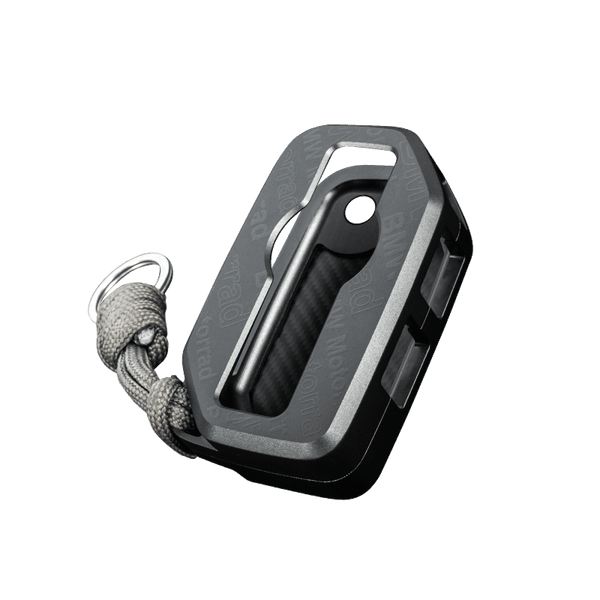 BMW Keyless Ride motorcycle key case in CNC aluminum and Kevlar