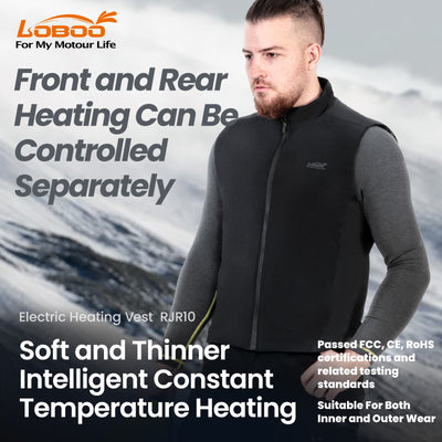 Heated motorcycle vest with carbon fiber and USB power supply