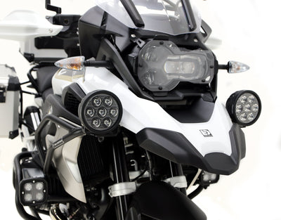 Supporto faretti DENALI per BMW R 1250 GS visto dall'avantreno
