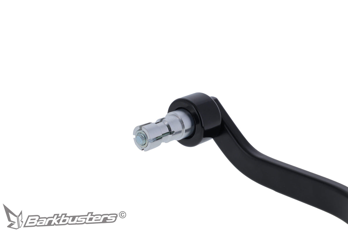 Barkbusters BHG-055 nero, dettaglio dell'ancoraggio all'estremità del manubrio con contrappeso incluso
