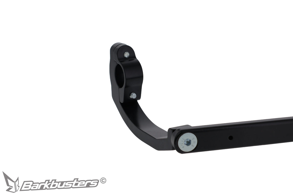 Kit montaggio paramani Barkbusters BHG-089 nero, dettaglio della staffa con morsetto