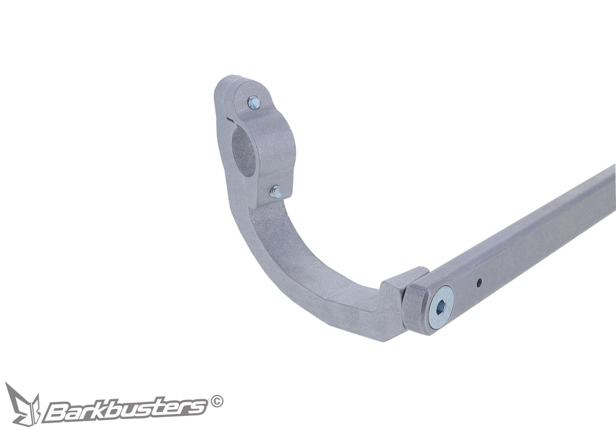 Morsetto del kit paramani Barkbusters BHG-146 chiuso sul manubrio della KTM 390 Adventure R