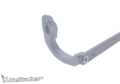 Morsetto del kit paramani Barkbusters BHG-146 chiuso sul manubrio della KTM 390 Adventure R
