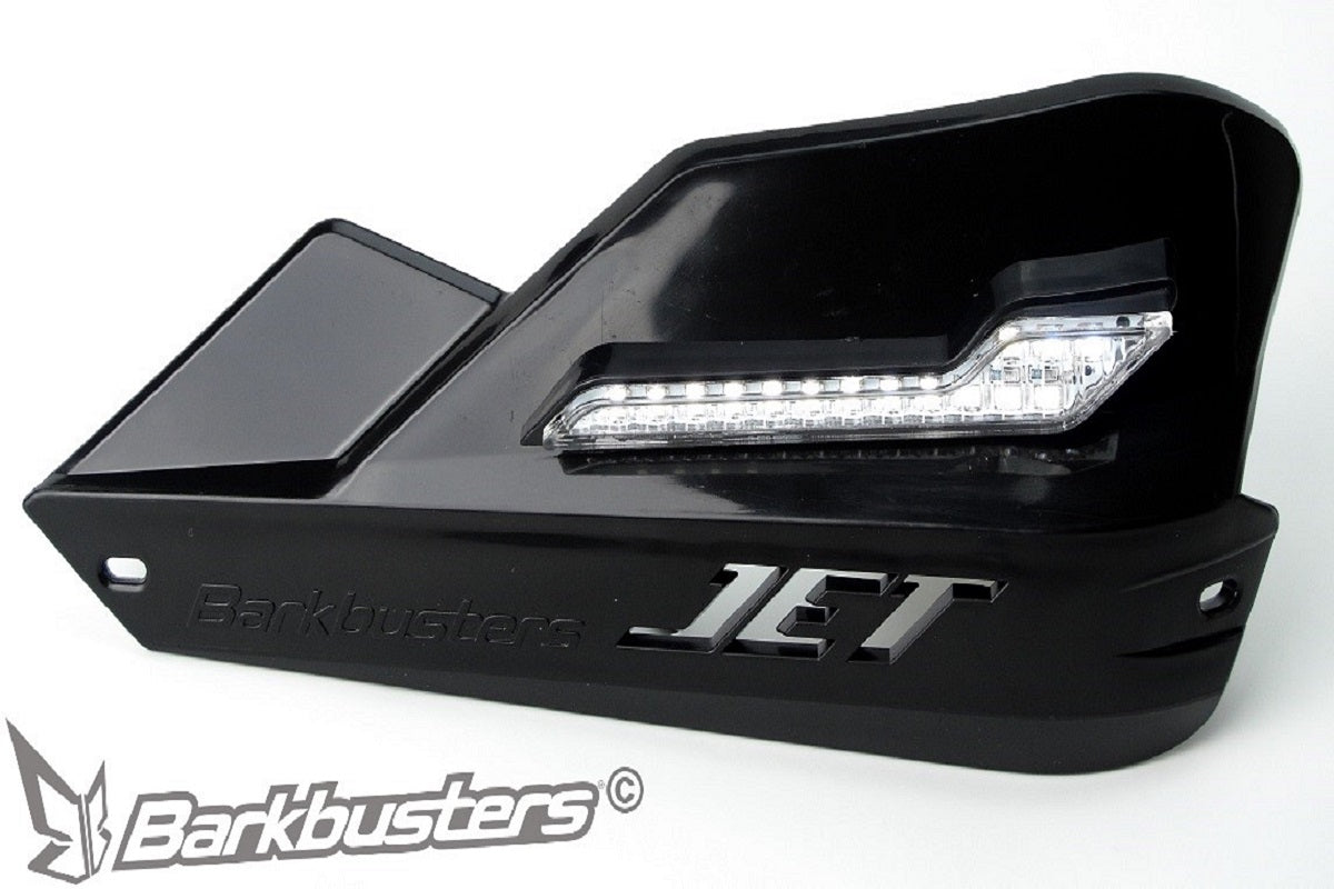 Luce di posizione a LED bianca Barkbusters LED-002 montata sulla superficie superiore di una plastica JET