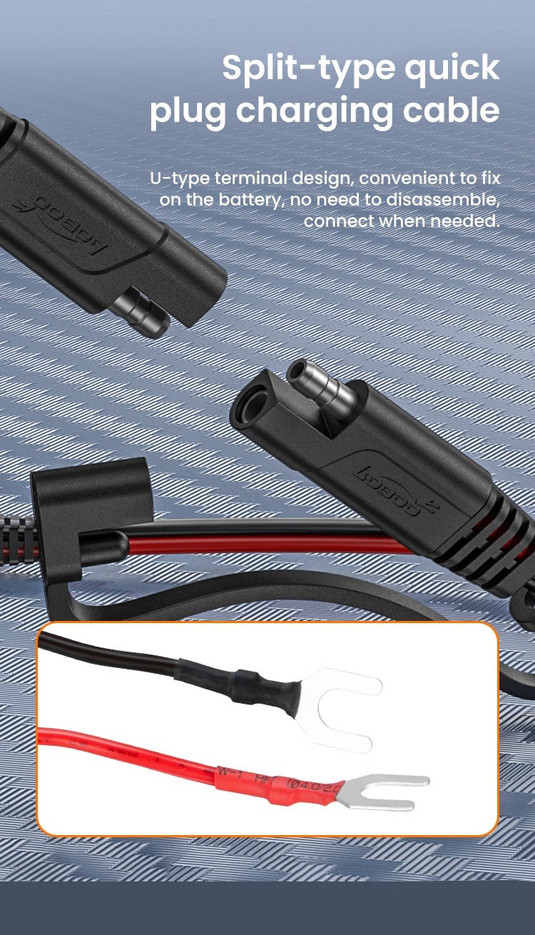 The cable with the eyelets stays on the battery