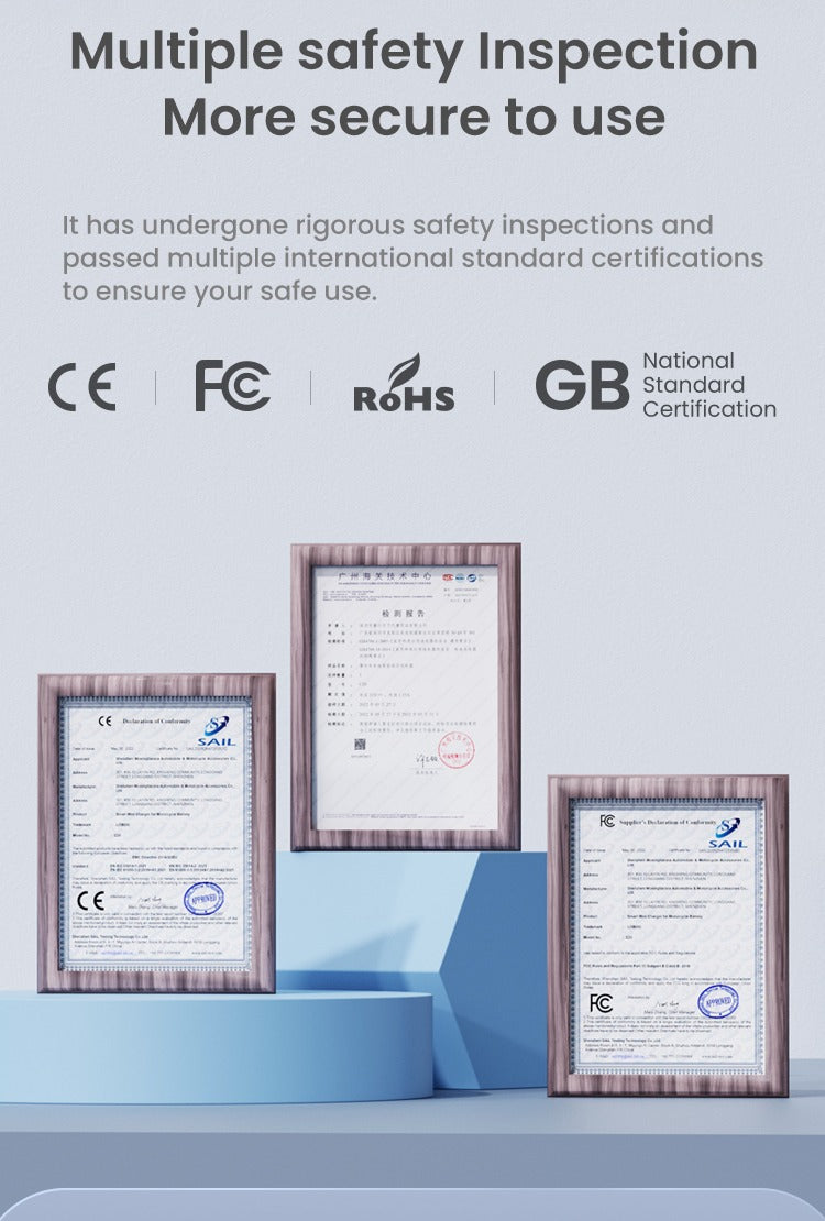 CE, FCC, RoHS, and GB standards