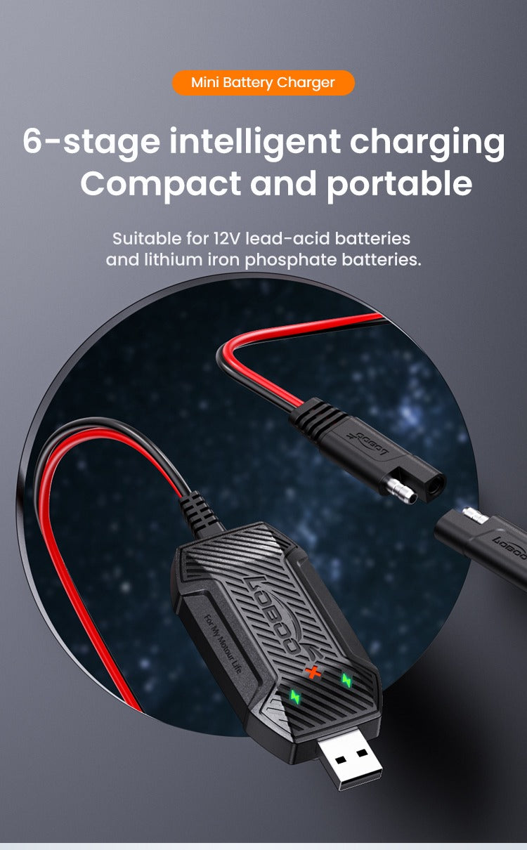 Six charging stages in a 6.9 cm object