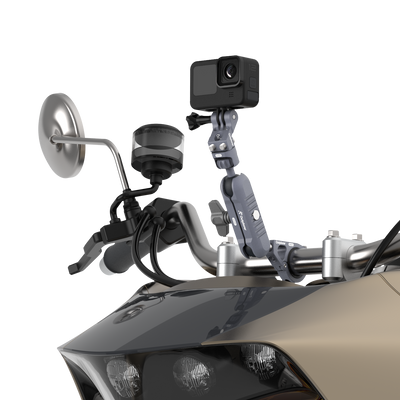 Outplorer G100 action cam montata sul manubrio della moto