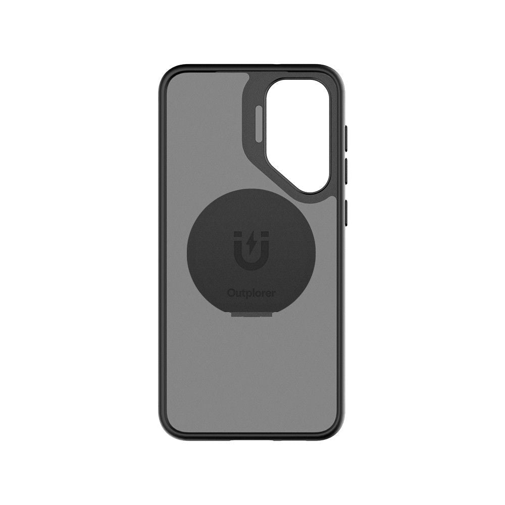 Retro della custodia Samsung Galaxy S23+ Outplorer QPS23P con disco Outplorer sull'attacco