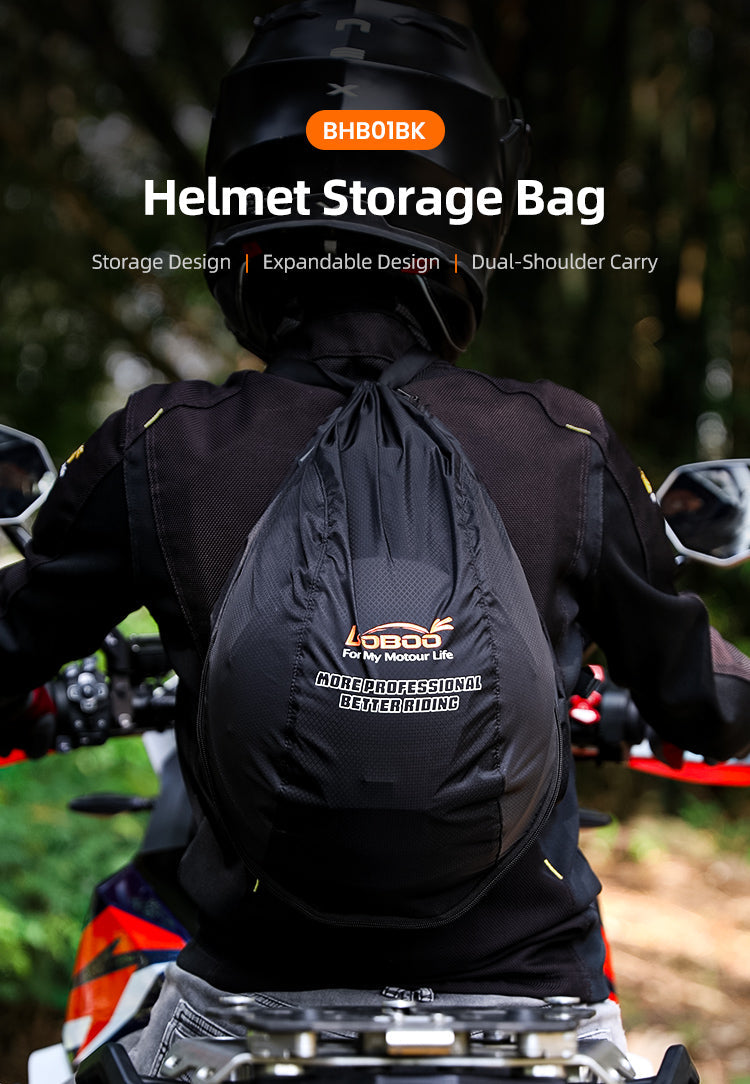 Helmet bag backpack: foldable, expandable, with double shoulder straps