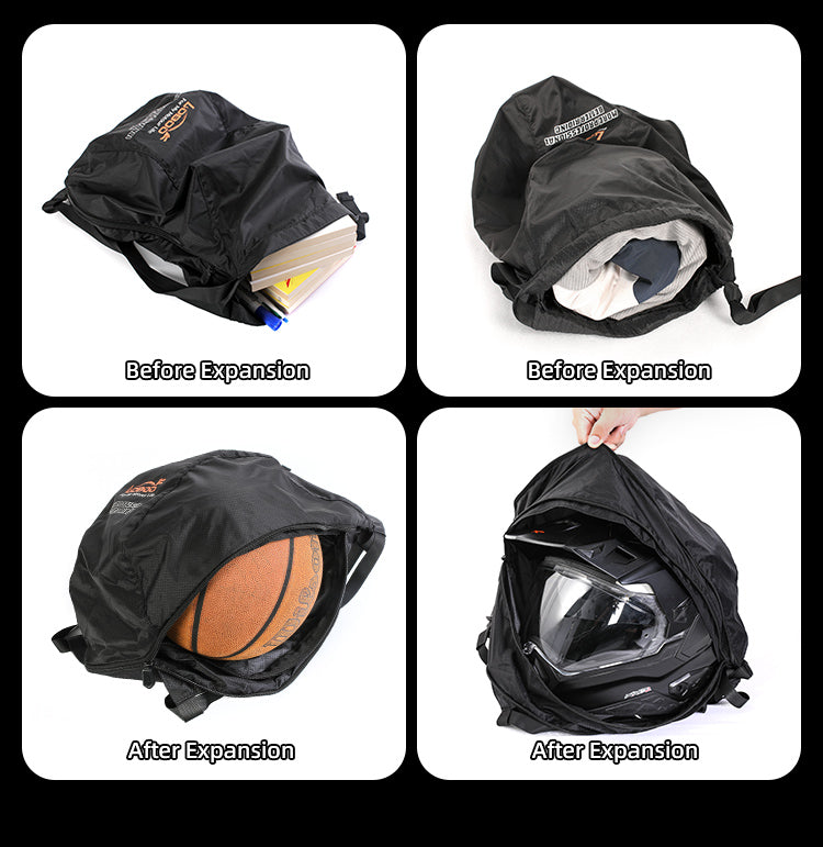 What fits inside: a full-face helmet made of expanded foam and everyday items of standard size