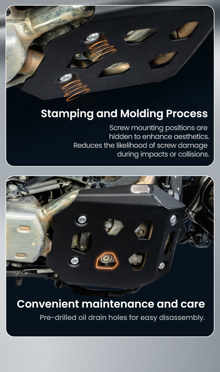 Recessed screws and oil change with the plate installed
