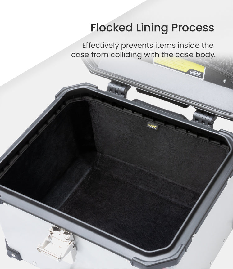 Flocked lining throughout the case