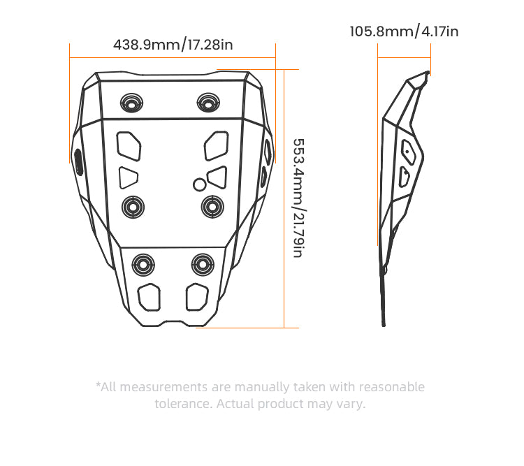 Le misure: 438,9 × 553,4 × 105,8 mm