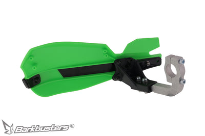 Paramano Barkbusters VPS-207 verde visto da dietro, con la staffa in nylon e il morsetto per il manubrio