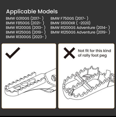 Elenco delle nove BMW compatibili con le pedane LOBOO CJT010 e confronto tra pedana standard e pedana rally non compatibile