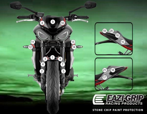 Pellicola protettiva carrozzeria Triumph Street Triple 765 2020-2022